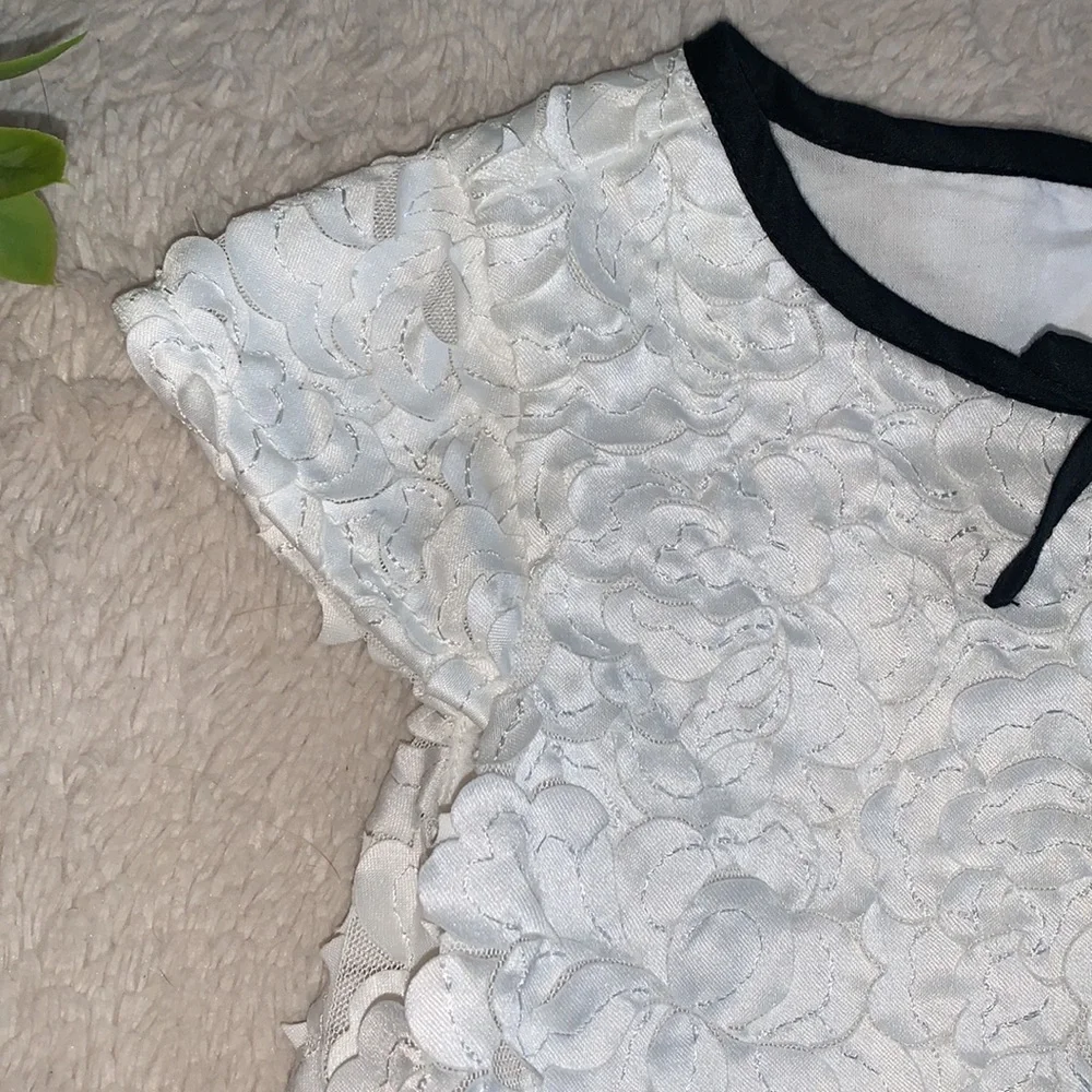 GAP Kids White Floral Dress with Black bow and Trim details